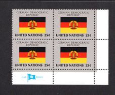 1988 United Nations New York German Democratic Republic National Flag (part of flag series) Block of 4 Mint Never Hinged (MNH)