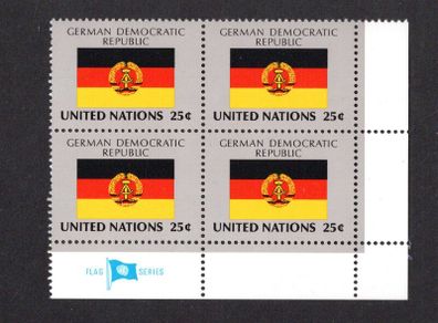1988 United Nations New York German Democratic Republic National Flag (part of flag series) Block of 4 Mint Never Hinged (MNH)