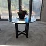 kitchen table glass top wooden frame Image 6