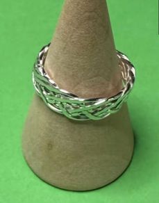 Handmade sterling silver Celtic woven ring size M