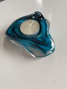 Vintage Malta Glass Tea Light.