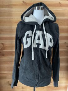 Woman hoodie full zip zip up jumper GAP lined faux fur size S
