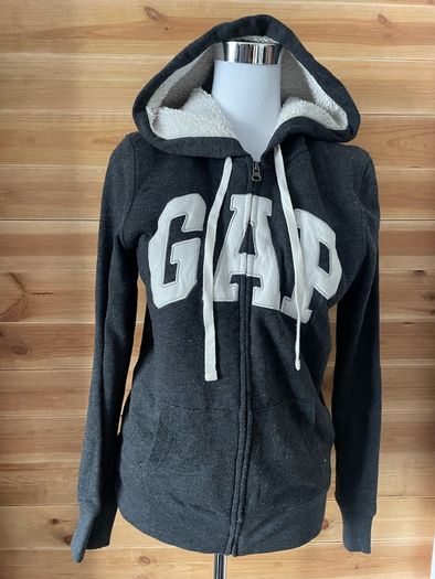 Woman hoodie full zip zip up jumper GAP lined faux fur size S
