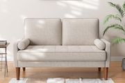 2 Seater, 121 cm Modern Ash Beige Couch 2 Seater with 2 Throw Cushions