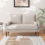 2-seater sofa, 121 cm, modern 2-seater couch with 2 throw cushions, small fabric sofa with armrests, buttoned seat cushions, guest sofa for living room/apartment/office, beige-grey Image 7