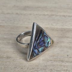 Vintage Sterling Silver Triangular Abalone Shell Ring