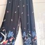 Wide Leg Floral Trousers, Black Flowy Summer Trousers  - Size 14 Image 3