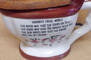 Vintage ( Goodbye Cruel World ) Ceramic Toilet with Wooden Lid