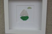 Sea glass picture. Home decor, Gift. Boat picture. Hand crafts.Frame