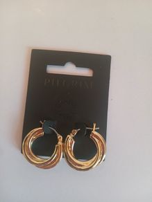 Pilgrim Gold Tone Chunky Twisted Hoop Earrings Statement New RRP 29.95 CAN POST