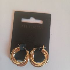 Pilgrim Gold Tone Chunky Twisted Hoop Earrings Statement New RRP 29.95 CAN POST