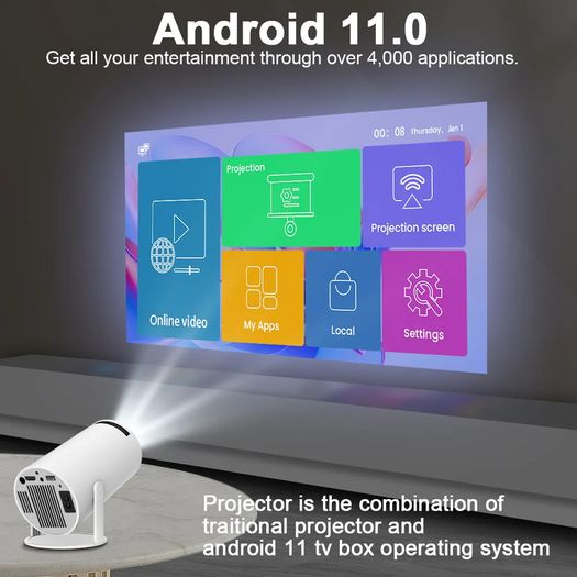Projector 4K Android 11 Dual Wifi Wifi6 200 ANSI Allwinner H713 BT5.0 1080P 1280 720P Home Cinema Outdoor portable Projetor