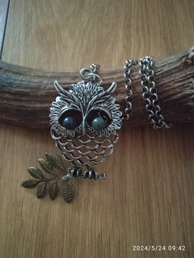 Upcycled owl pendant