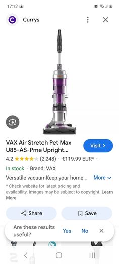 Vax Air Stretch Pet Max U85-AS-Pme Upright Bagless Vacuum Cleaner