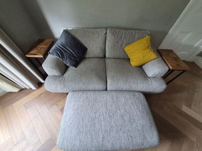 2 seater couch with footrest