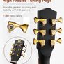4/4 Electric Acoustic Guitar Full Size with Golden Tuning Pegs, Starter Kits Cutaway Electroacoustic Guitar Set for Beginner Adults Teens Students, Black (FREE SHIPPING) Image 2