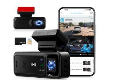 4G LTE Dash Cam with Live Remote Viewing, 1080P Dual Car Security Camera (Front and Cabin)
