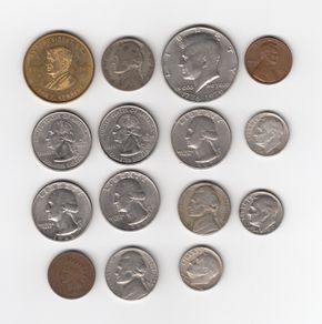 USA, 15 coins, including 35% silver war nickel (no. 418)