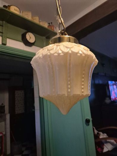 Original cream leaf design glass original 1920s Art Deco ceiling light