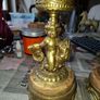 Very Heavy Antique Brass and Marble Elegant Pair of Angelic Candle Holders, Angel on Fish, Image 2