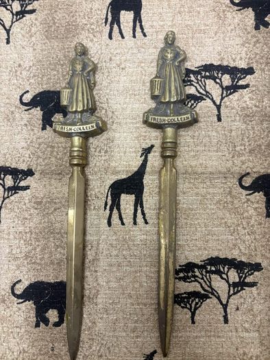 Pair of Vintage Irish Colleen Figural Letter Openers