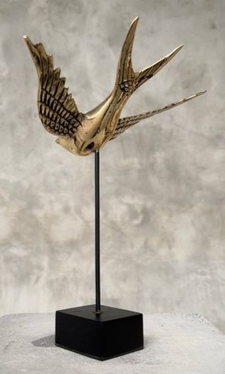 Flying Swallow Tabletop Figurine - Polished Bronze