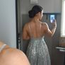 Stunning silver low back formal dress with lace & glitter detail Image 7