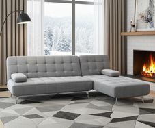 Nordic Corner Sofa Bed with Chaise Longue,Grey