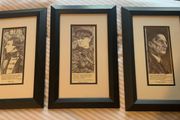 Framed pictures of Wolf Tone, Collins and De Valera
