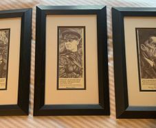 Framed pictures of Wolf Tone, Collins and De Valera