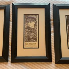 Framed pictures of Wolf Tone, Collins and De Valera