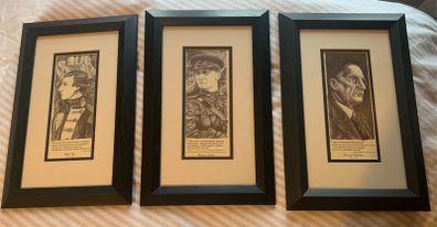 Framed pictures of Wolf Tone, Collins and De Valera