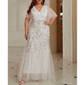 Free Travel Bag! Stunning White Dress with Silver Threads size 18