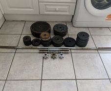 Complete 86.25kg Solid Cast Iron Weight Set  Barbell & Dumbbells Bundle
