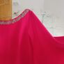 Boutique Spanish designer Sonia Pena coral pink cape drapes kimono sleeves dress beaded diamante neck S 10 occasion party wedding Image 3