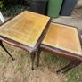 A vintage glass-protected, gold-tooled, leather top nest of tables Image 4