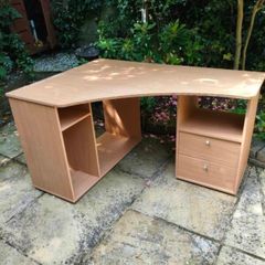 Corner Office Desk with Drawers and Shelves