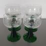 Vintage Glasses Luminarc France Etched Cordial Green Ribbed Stem Image 2