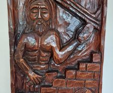 Striking 3-D Carved Wooden Wall Hanging Plaque