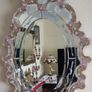 Murano Glass Pink Flowers Large Venetian Triple Bevelled Wall Mirror Made in Italy Image 3