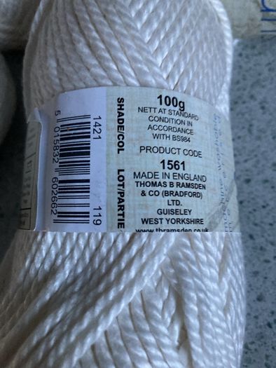 450gms of 100% chunky cotton white