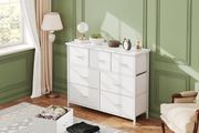 Chest of Drawers for Bedroom with 7 Drawers, Fabric Storage Drawer, Tall White Hallway Storage Unit