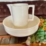Large Sarreguemines France Ivory Washbasin and Jug Art Deco 1920s to 50s Image 2