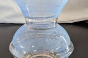 Bubble Glass Pedestal Vase Clear Seeded Scalloped Rim Vintage Style