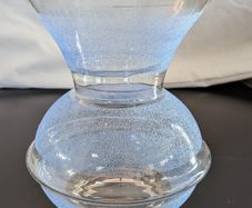 Bubble Glass Pedestal Vase Clear Seeded Scalloped Rim Vintage Style