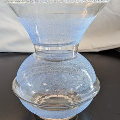Bubble Glass Pedestal Vase Clear Seeded Scalloped Rim Vintage Style