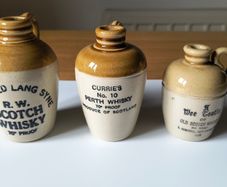 Vintage mid-century Scottish Whisky Miniature Stoneware Jugs