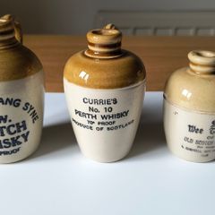 Vintage mid-century Scottish Whisky Miniature Stoneware Jugs