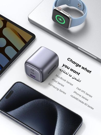 UGREEN USB C Charger, MacBook Charger Nexode 65W Foldable Fast GaN Charger 3-Port USB C Plug Support PPS/PD3.0 Compatible with MacBook Pro/Air, iPhone 17 Pro/Air/17/16/15, iPad, Galaxy S24/S23, etc