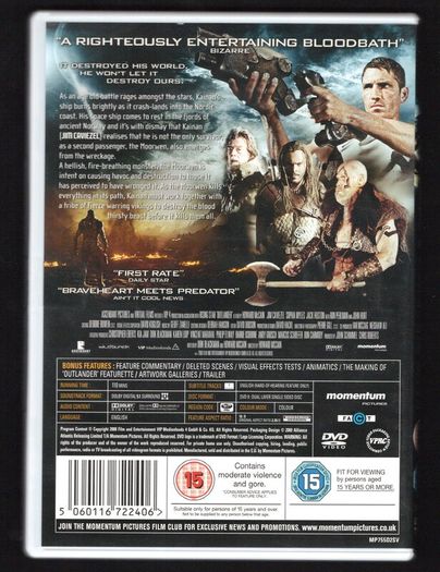 Outlander DVD Movie. Staring Jim Caviezel, John Hury & Ron Perlman